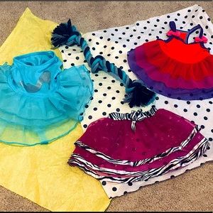 3 summertime TuTu dresses for small dog w/ RopeToy